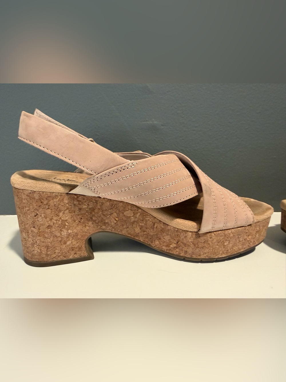 Clark’s Nerisa West Sand Nubuck Platform Slingback Sandals Size 9 - Picture 5 of 12